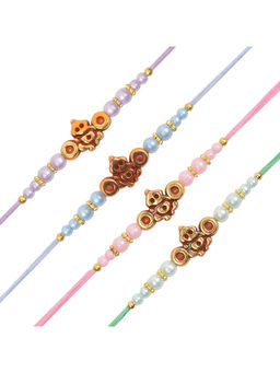 Arendelle - Combo of 4 Pastel Thread Ganesh Charm Rakhi For Brother