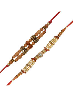 Arendelle - Combo of 2 Gold Plated Rudraksh And Pearl Rakhi For Brother