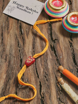 Ruby Raang Studio - Ruby Raang Traditional Red Stone Rakhi