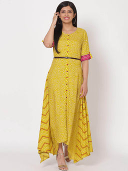 Rangriti - Green Printed Maxi Dress