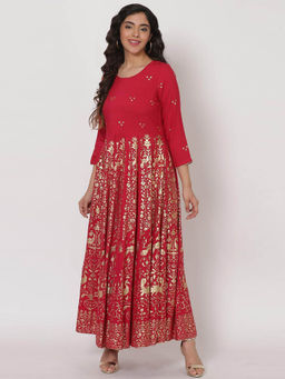 Rangriti - Pink Printed Maxi Dress