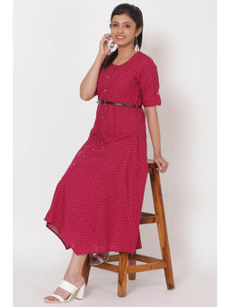 Rangriti - Pink Printed Midi Dress