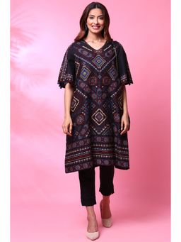 Biba - Charcoal Black Cotton Kurta