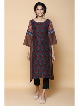 Biba - Charcoal Black Art Silk Kurta