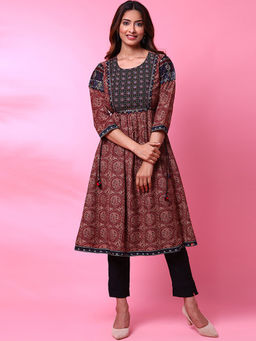 Biba - Rust Art Silk Kurta