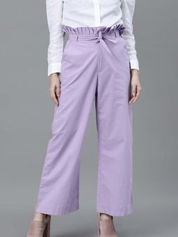 RAREISM - Lavender Solid/plain Bottoms Pants And Trousers