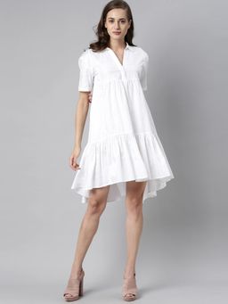 RAREISM - White Solid Knee Dress