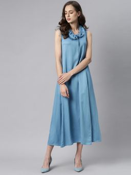 RAREISM - Blue Solid Midi Dress