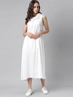 RAREISM - White Solid Midi Dress