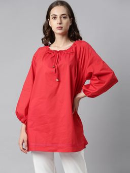 RAREISM - Red Solid Knee Length Dress