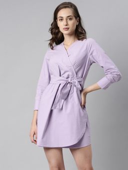 RAREISM - Lavender Solid Knee Length Dress