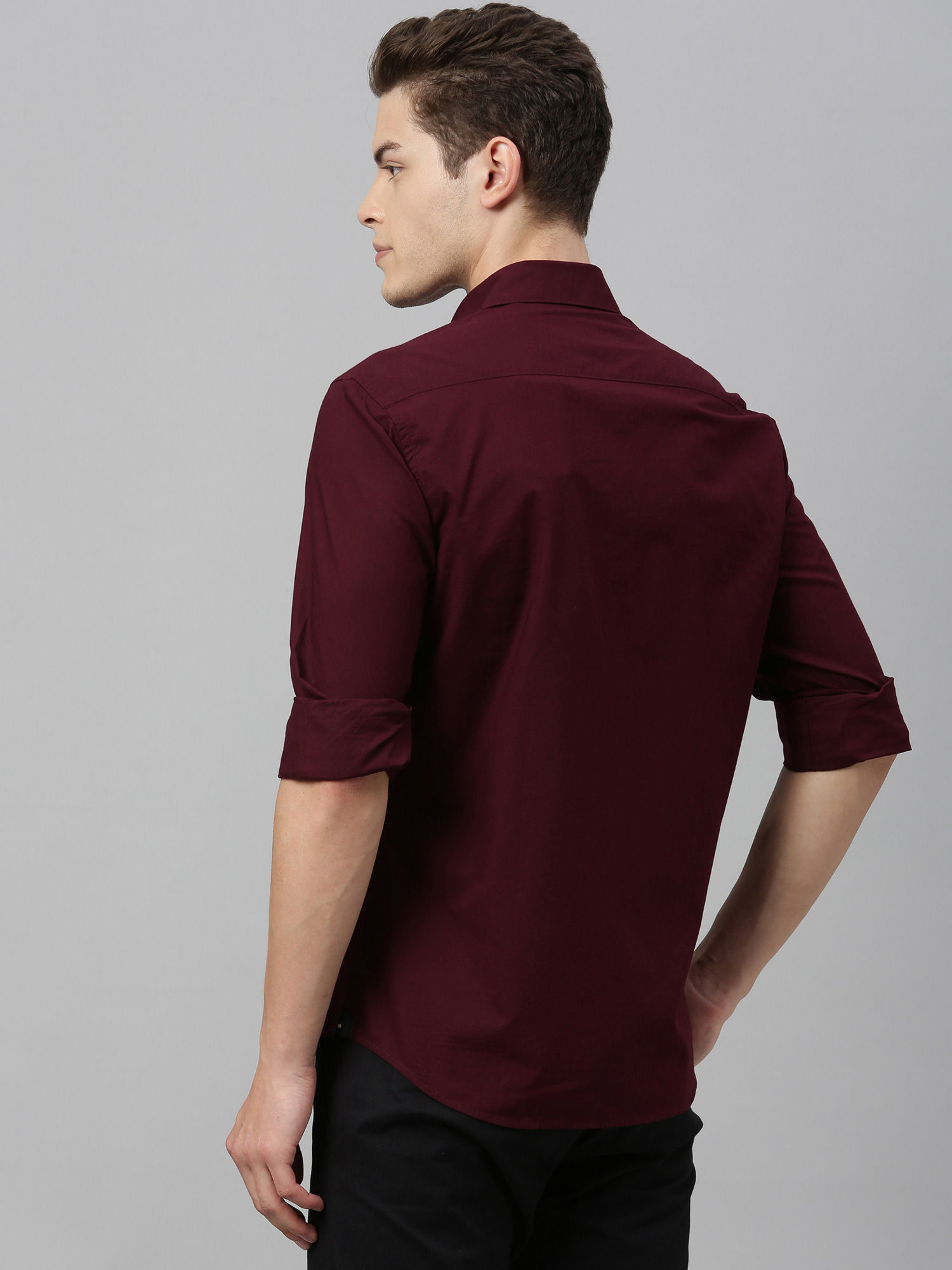 RARE RABBIT Maroon Solid Casual Shirt 