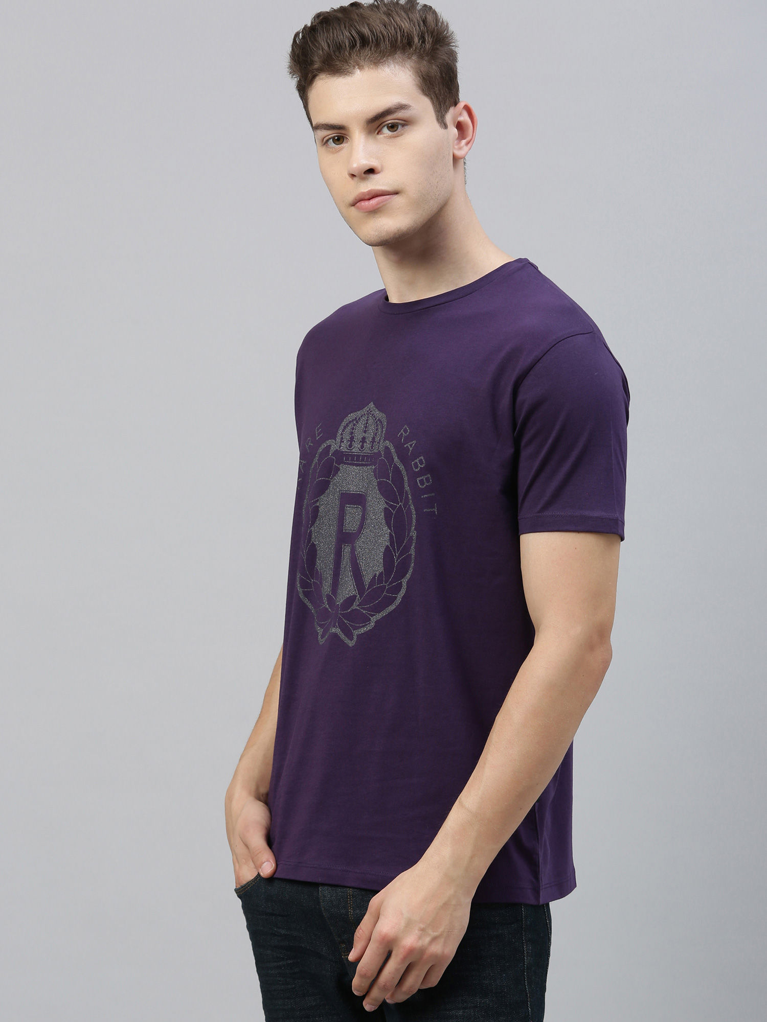 Buy RARE RABBIT Purple Printed T-Shirt 