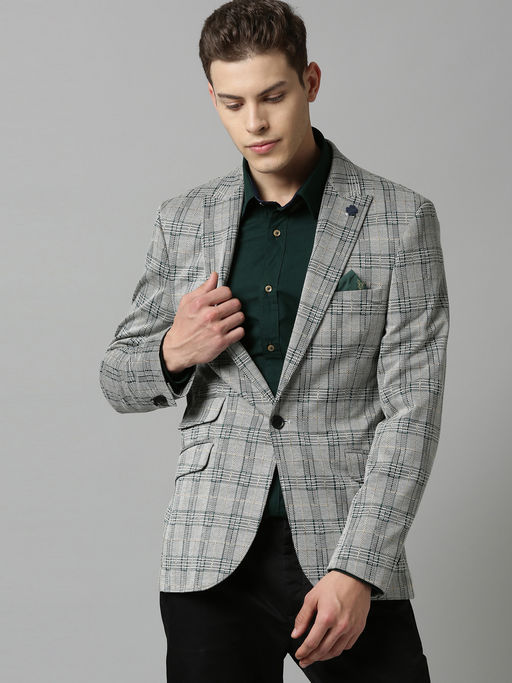 Rare Rabbit Grey Checkered Blazer