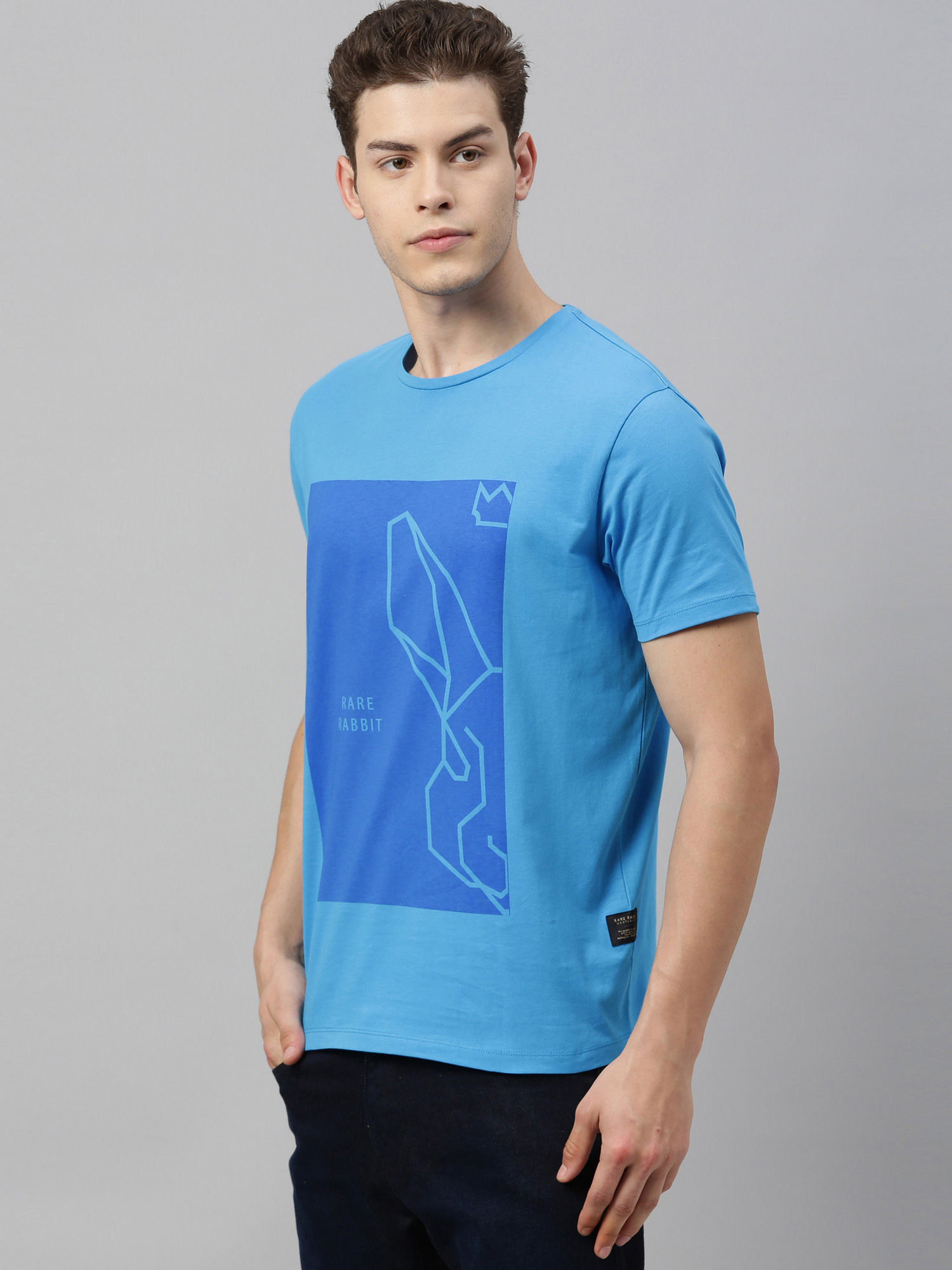 Buy RARE RABBIT Blue Printed T-Shirt 