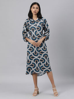 RAREISM - Blue Patterned Knee Length