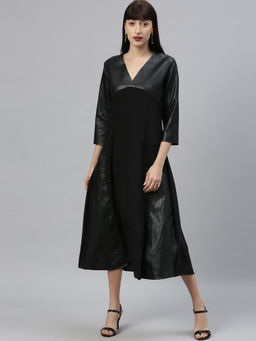 RAREISM - Black Solid Midi Dress