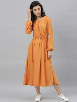 RAREISM - Orange Solid Midi Dress
