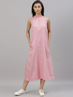 RAREISM - Pink Solid Midi Dress