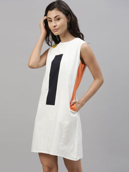 RAREISM - Off White Solid Midi Dress