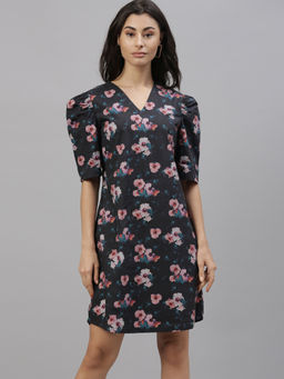 RAREISM - Black Printed Midi Dress