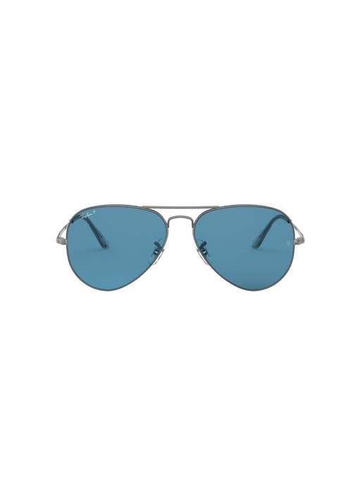 Buy Ray-Ban 0RB3689 Ocean Blue Polarized Icons Aviator - 62  display picture 3