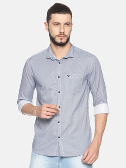 SHOWOFF - Cotton Blue Micro Prints Casual Slim Fit Shirt