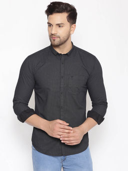 SHOWOFF - Men's Cotton Black Printed Slim Fit Shirt
