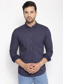 SHOWOFF - Men's Cotton Navy Printed Slim Fit Shirt