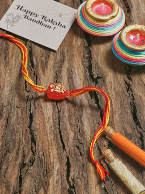 Buy Ruby Raang Traditional Red Stone Rakhi Online