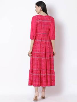 rangriti pink viscose midi dress