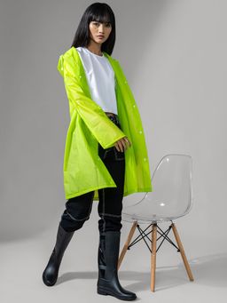 Twenty Dresses by Nykaa Fashion - Green Solid Hooded Raincoat