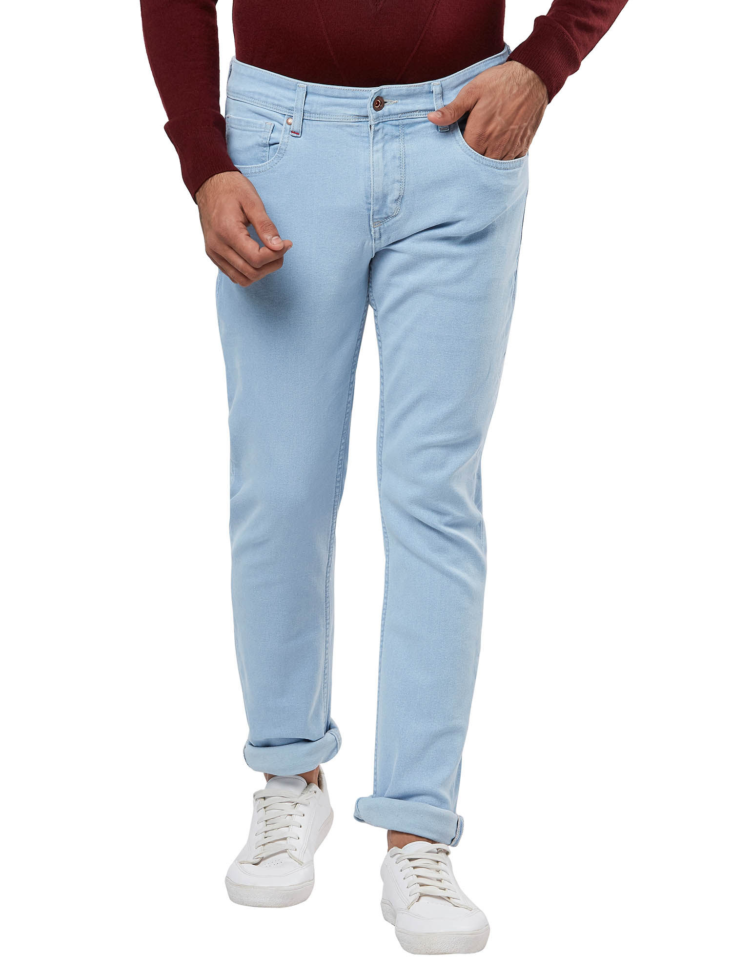 Buy Raymond Light Blue Plain Jeans 
