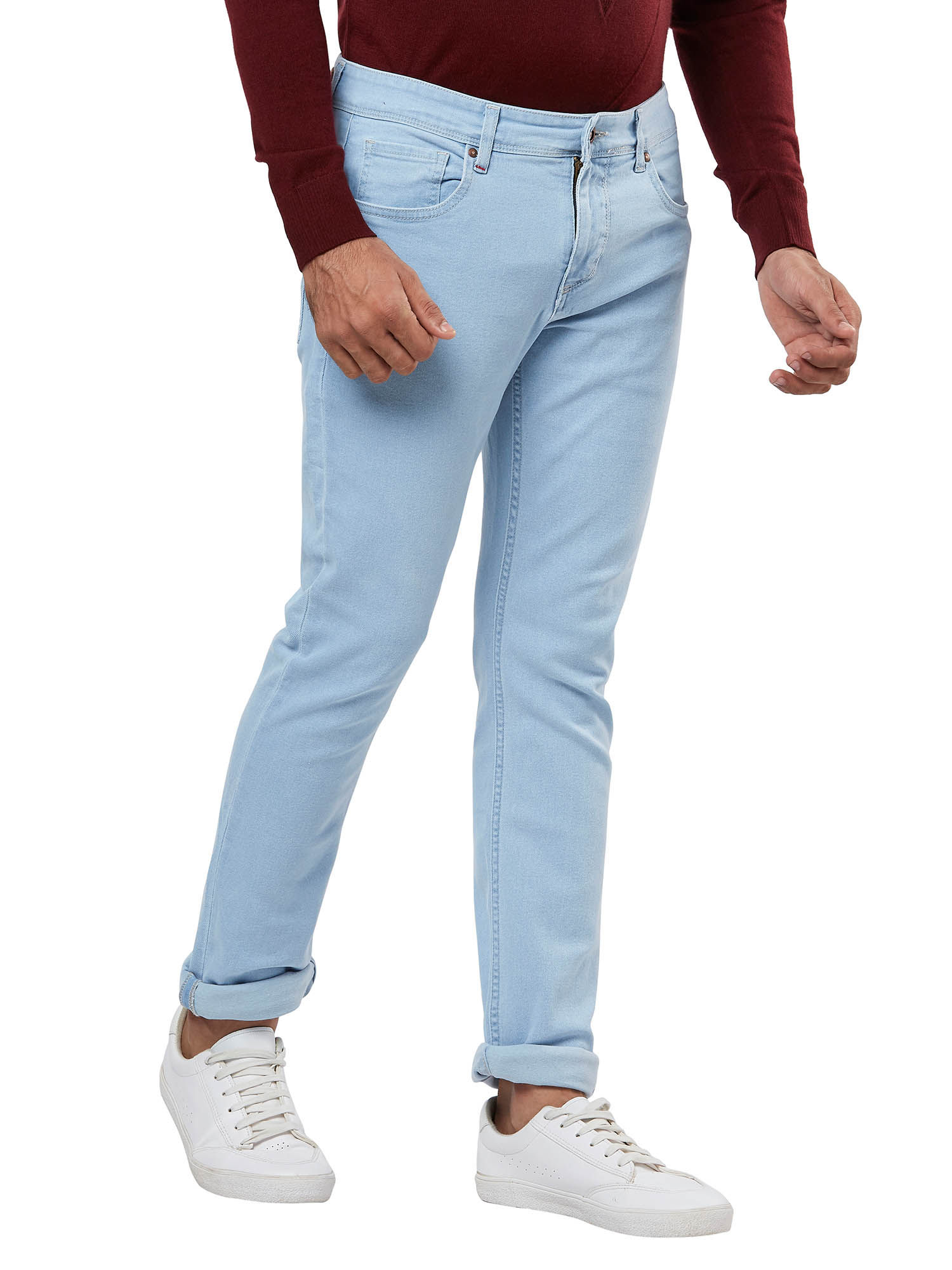 Buy Raymond Light Blue Plain Jeans 
