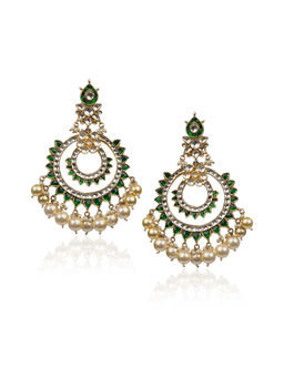 RIANA JEWELLERY - Green Two Line Leaf Shape Chand Baalis