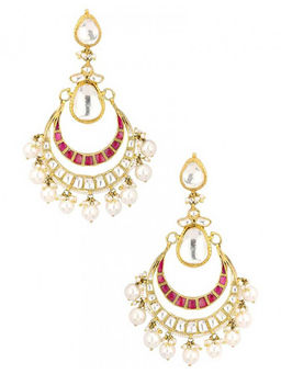 RIANA JEWELLERY - Chand Baalis With Big Stones In Pink