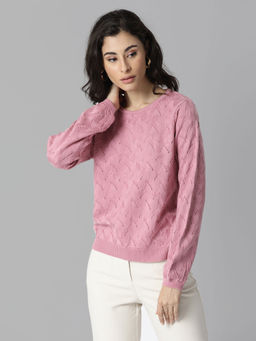 RAREISM - Pink Textured Cardigans & Sweaters