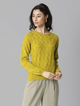 RAREISM - Yellow Textured Cardigans & Sweaters