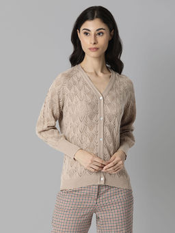 RAREISM - Beige Textured Cardigans & Sweaters