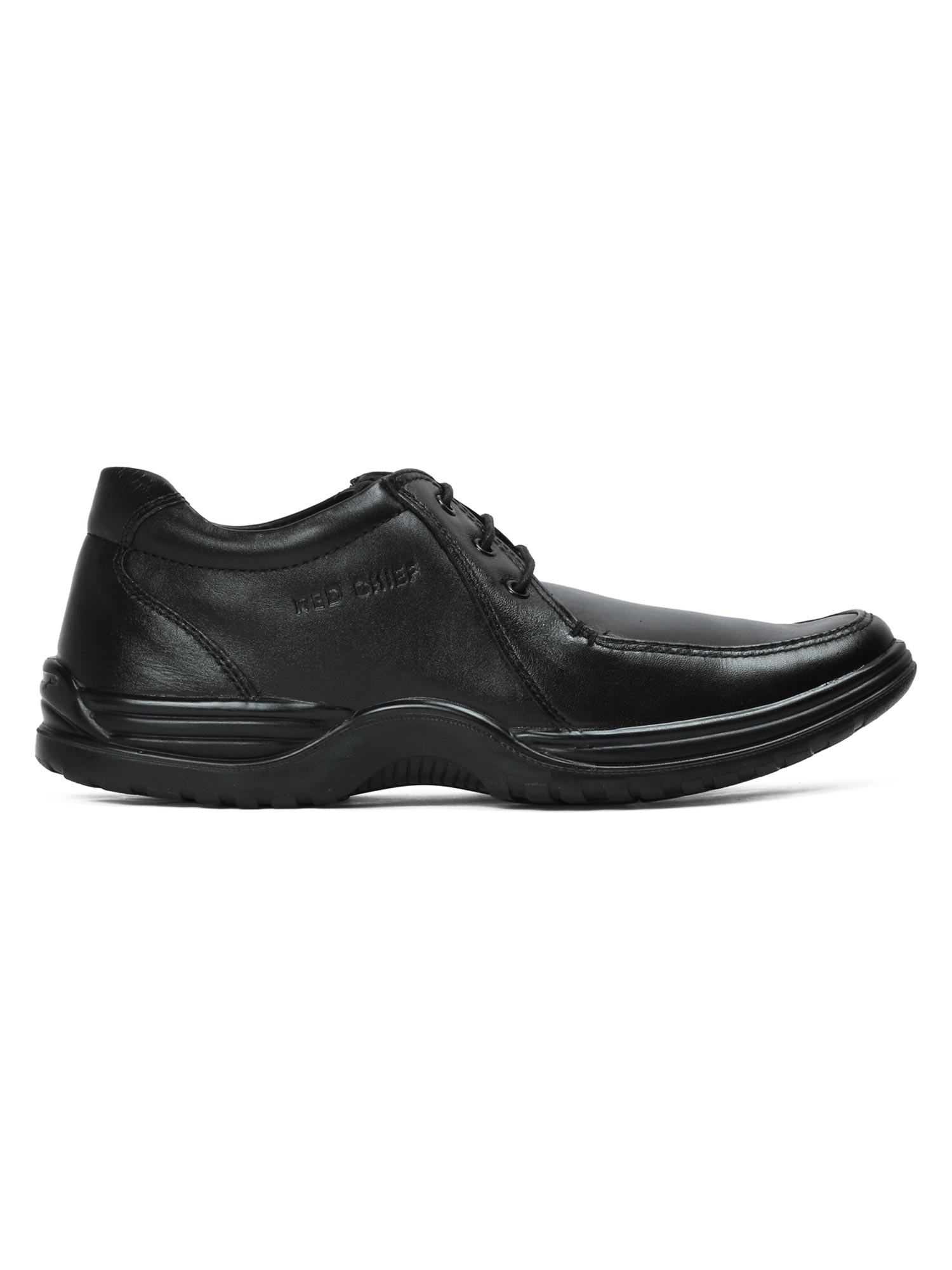 Red Chief Black Leather Formal Shoes at 