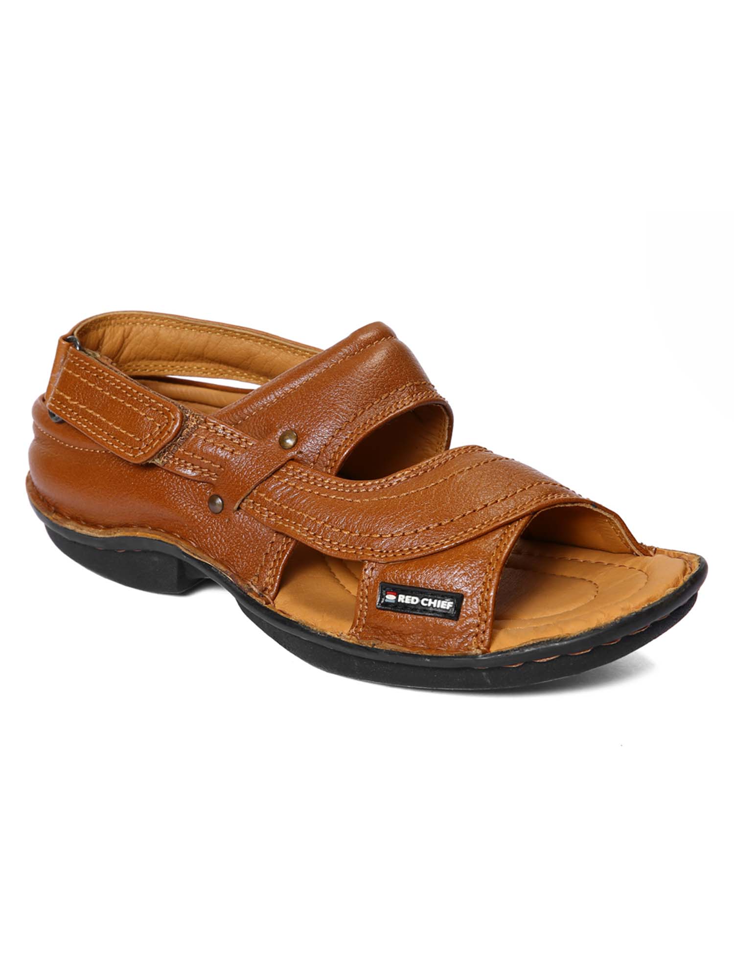 Red Chief Tan Leather Flip Flops at 
