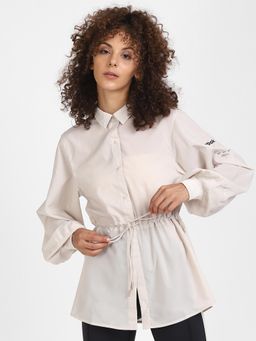 Reebok - Ts Collared Coverup Beige Training T-shirt