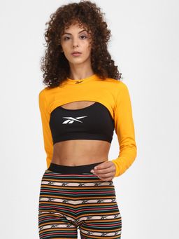 Reebok - Myt Long Sleeve Crop Gold Training Top Tank