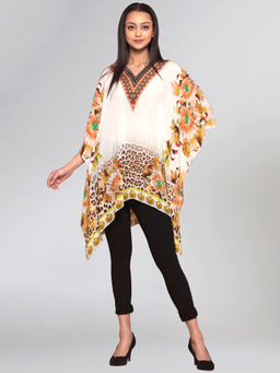 First Resort by Ramola Bachchan - Yellow Floral Mid Length Kaftan