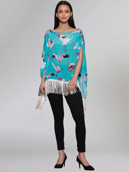First Resort by Ramola Bachchan - Blue Flamingo Short Tunic