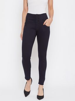 CRIMSOUNE CLUB - Women's Navy Blue Solid Jeans