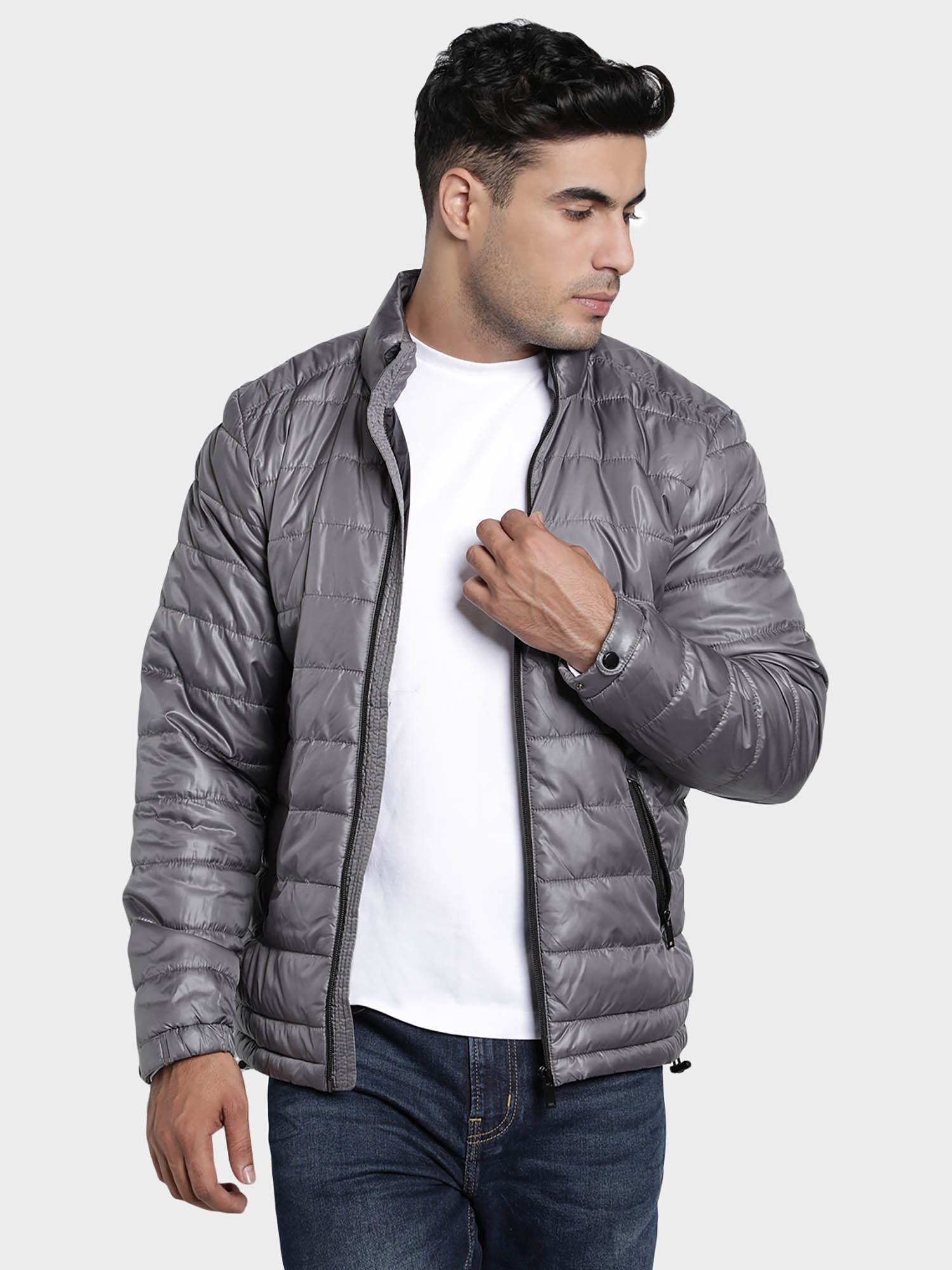 Buy Red Tape Grey Solid Puffer Jacket 
