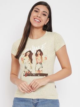 CRIMSOUNE CLUB - Women's Beige Printed T-shirts