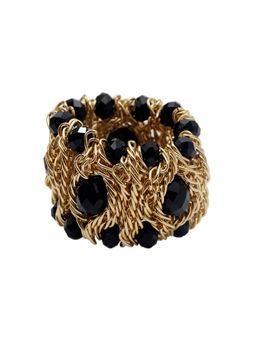 Rhea - Black Magic Glass Beads Gold Links Bracelet