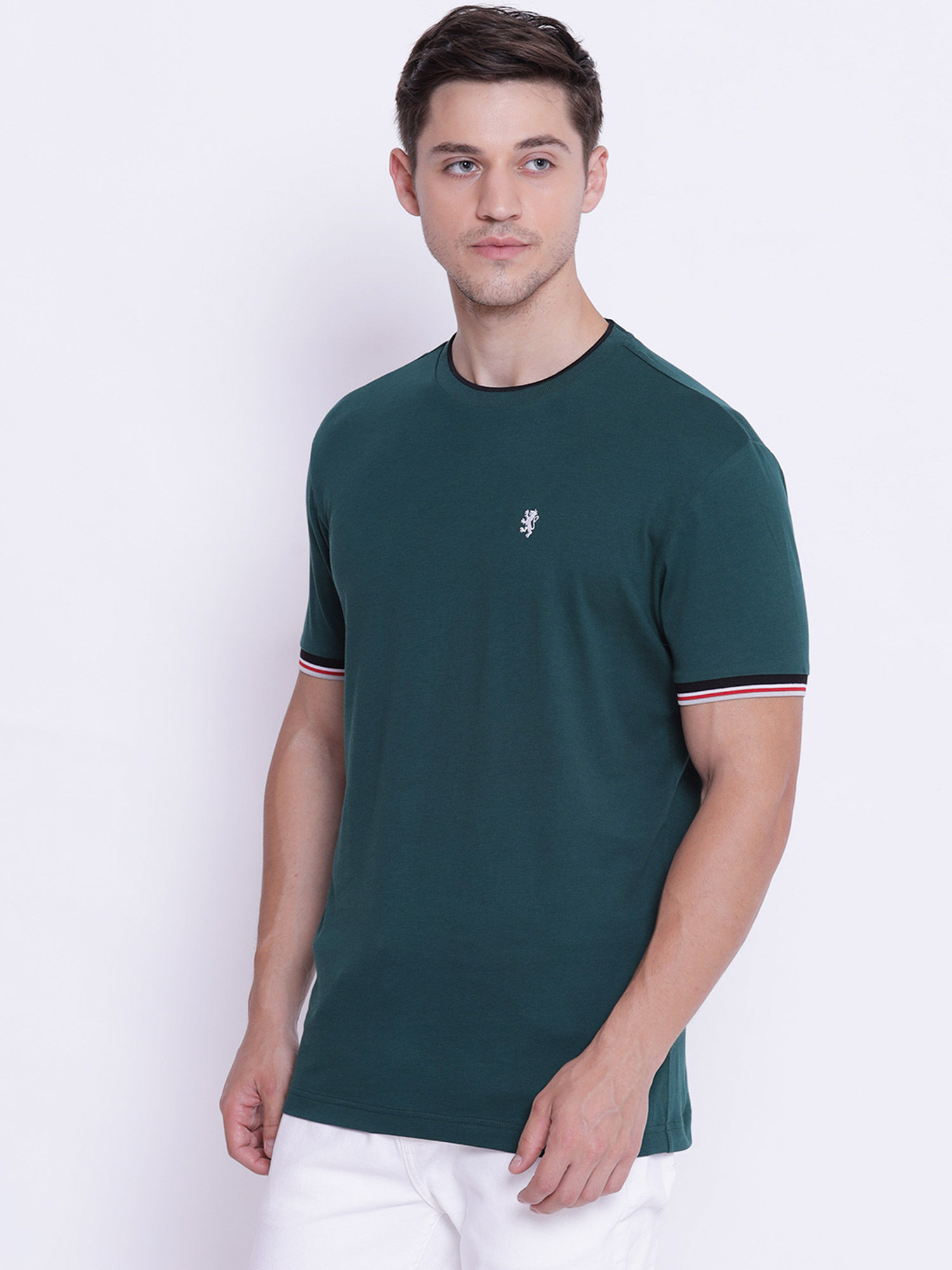 Red Tape Men Green Round Neck T-Shirt 